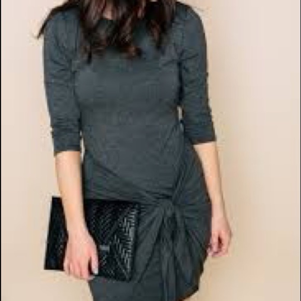 Charcoal Gray dress with wrap front